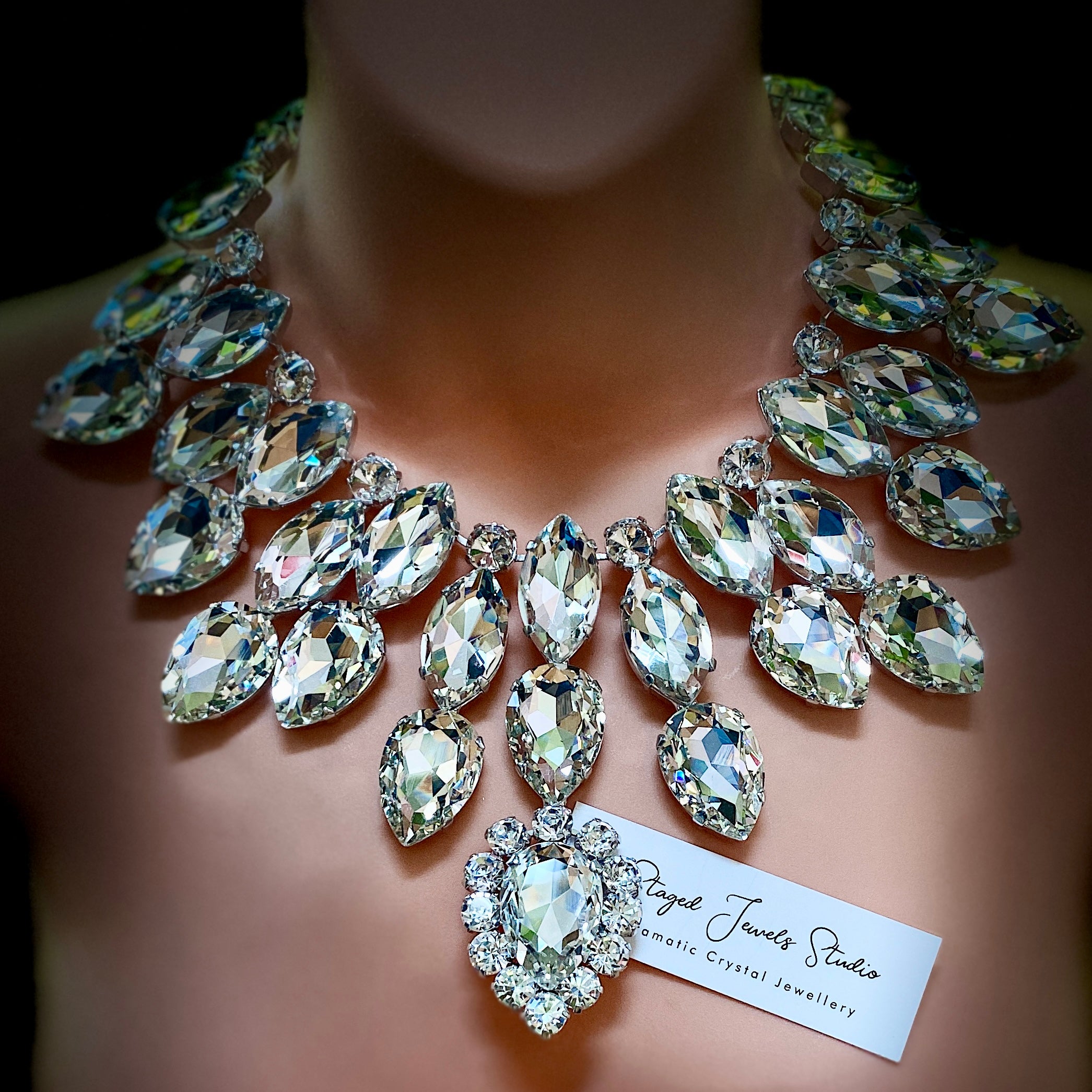 Bejewelled Grandeur Austrian Crystal Bib Necklace