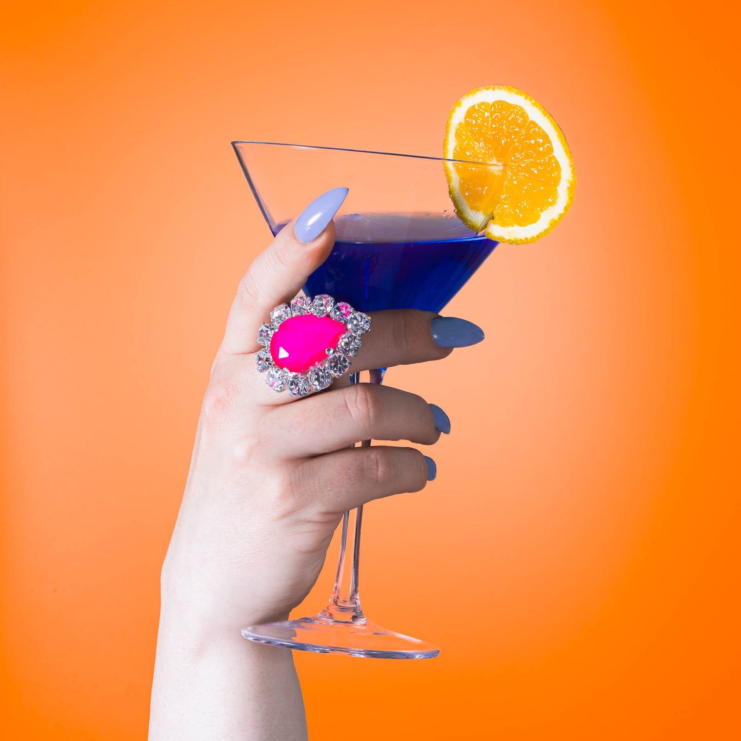 Neon Pink Oversized Statement Ring | Adjustable Band Ring | Imitation Jewels Faux Diamond | Pink Costume Jewellery | Neon Pink Ring