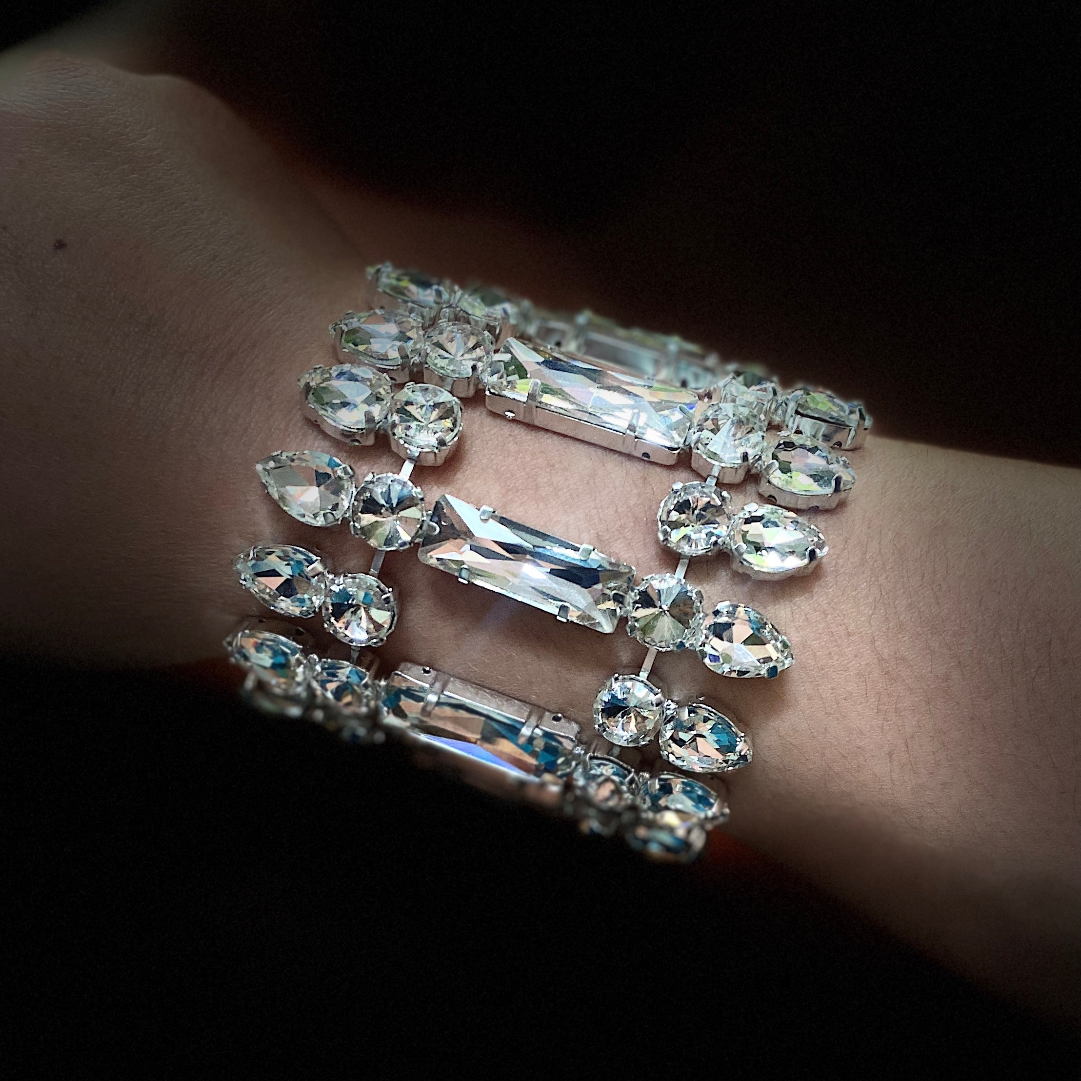 Statement Crystal Wide Cuff Bracelet