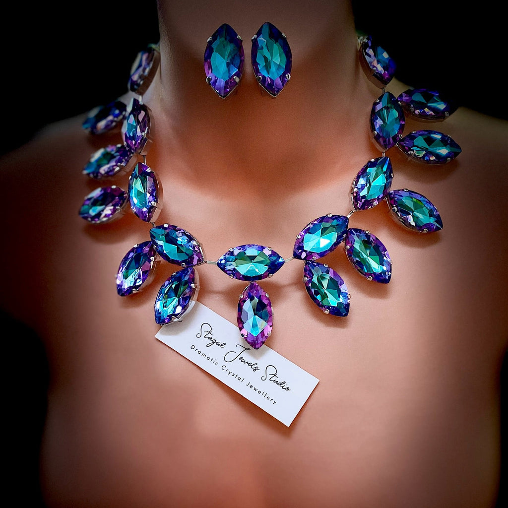 Dramatic Twilight crystal collar necklace set