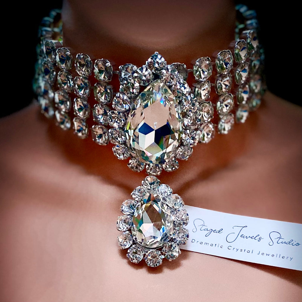 Glamazon Crystal Showgirl Choker Necklace
