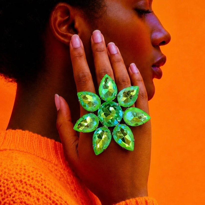 Acid Rain Giant Cocktail Ring With Austrian Crystal