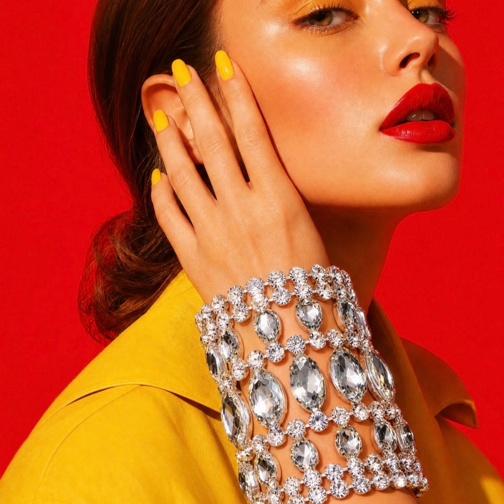 Giant Extra Wide Crystal Cuff Bracelet