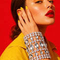 Giant Extra Wide Crystal Cuff Bracelet