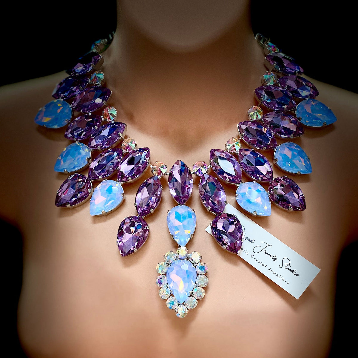 Trident crystal statement necklace by Staged Jewels