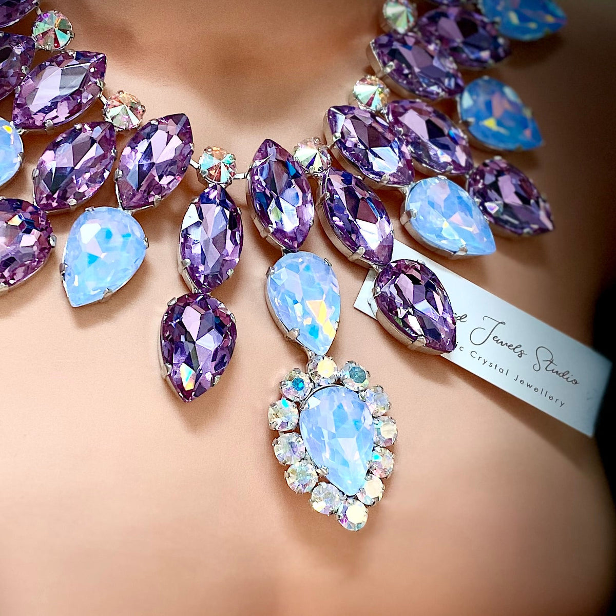 Trident bold crystal statement necklace