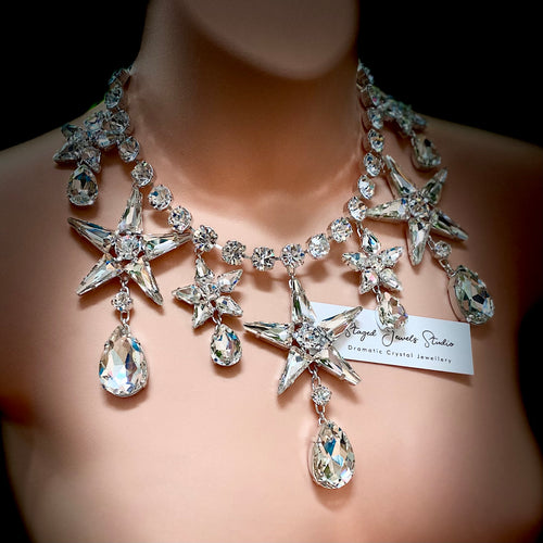 Cosmic Stars Faux Diamond Crystal Necklace