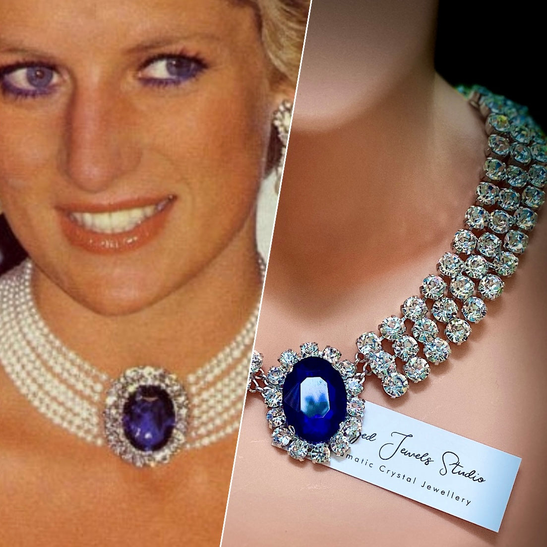 Princess Diana Faux Sapphire Replica Necklace