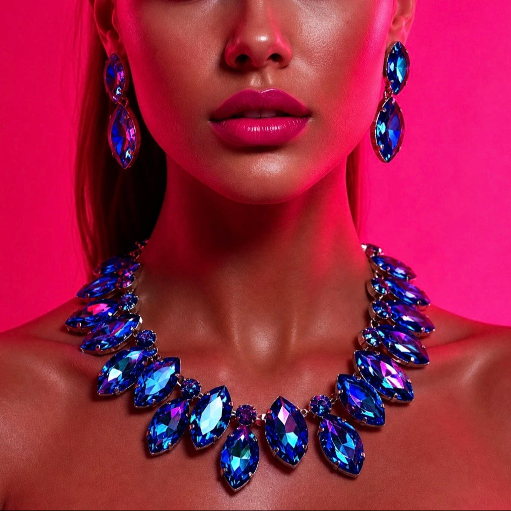 Alaskan Sky Aquamarine Collar Necklace Set