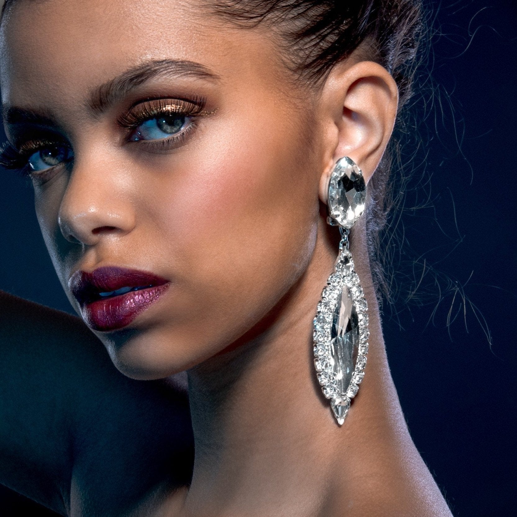 Statement Torpedo Drop Earrings With Austrian Crystal