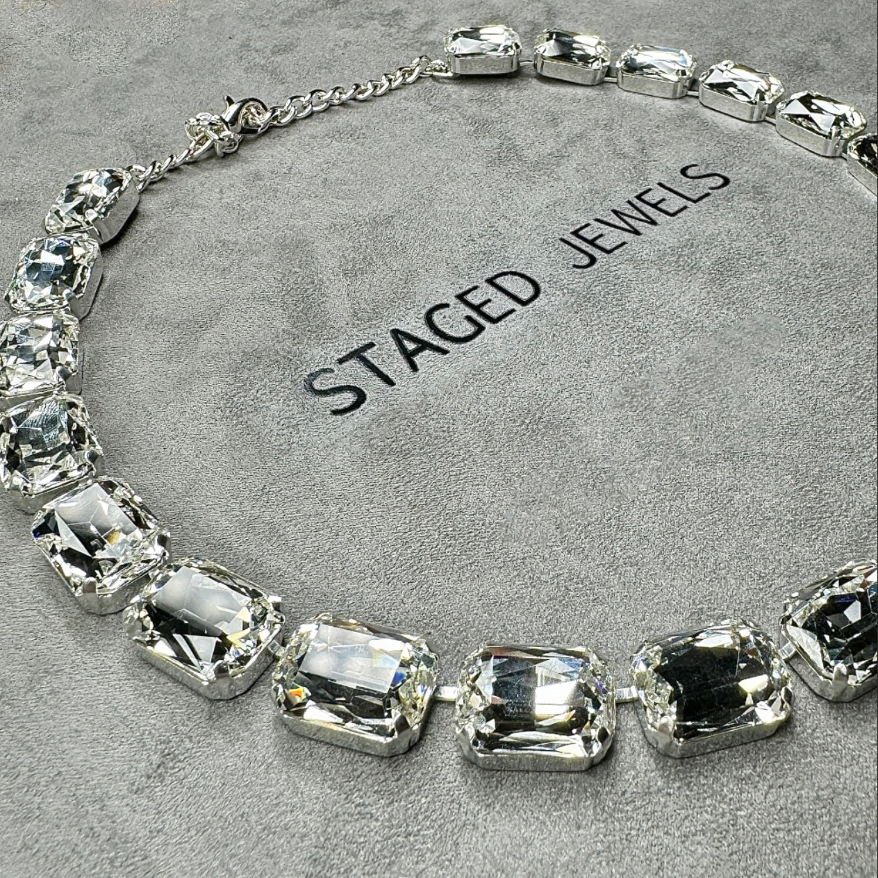 Austrian Crystal Tennis Necklace Made with Large 18x13mm Crystals