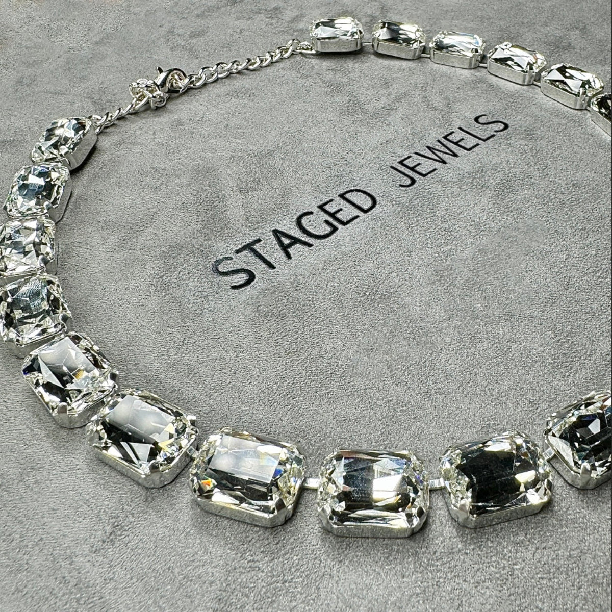 Clear Austrian crystal oversized tennis necklace