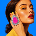 Giany Neon Pink Crystal Cocktail Ring