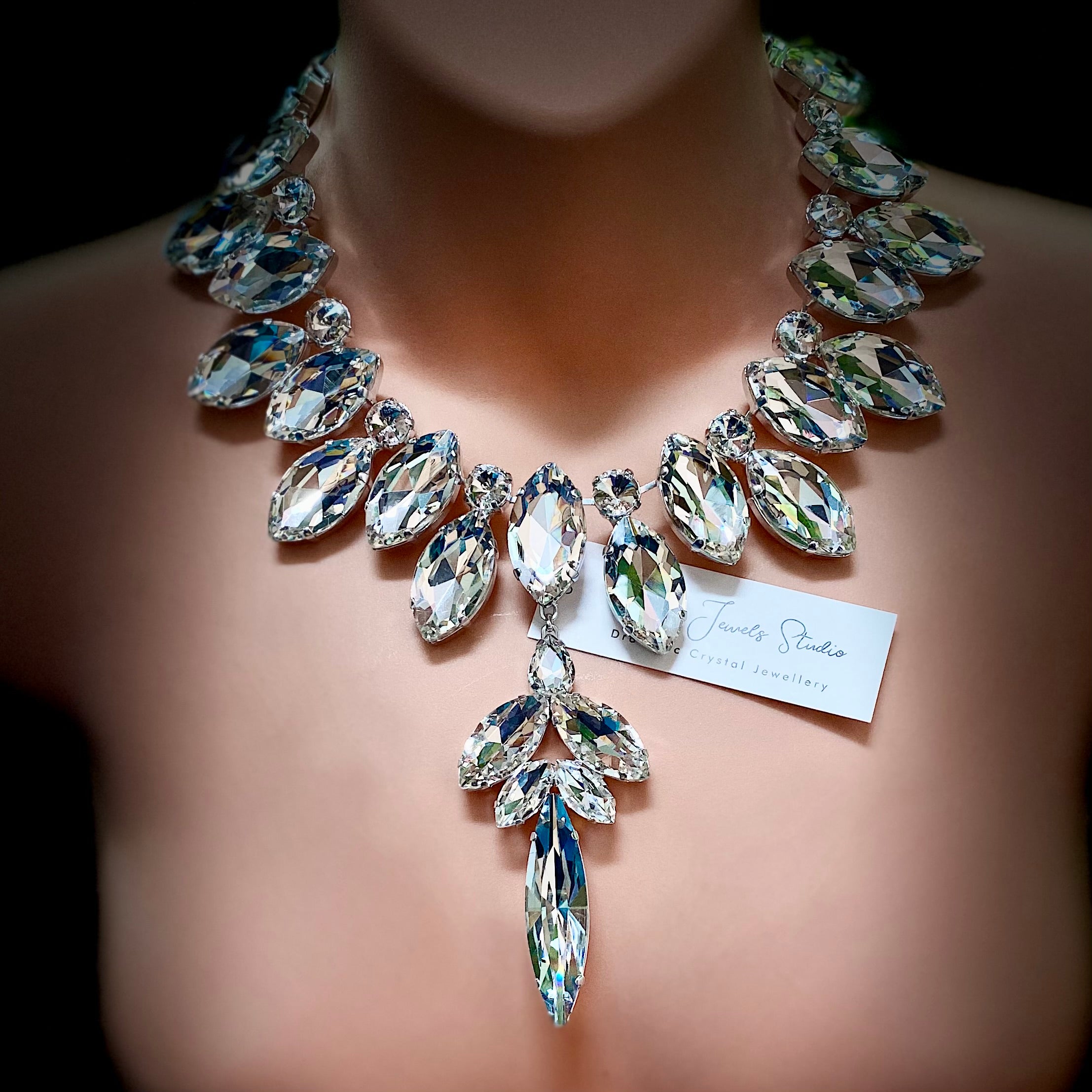 Dramatic Plunging Crystal Pointe Necklace