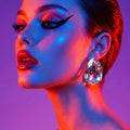 Faux Diamond Statement Tear Earrings with Colourless Austrian Crystal