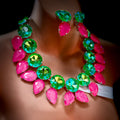 Flamingo Palm Neon Statement Necklace Set