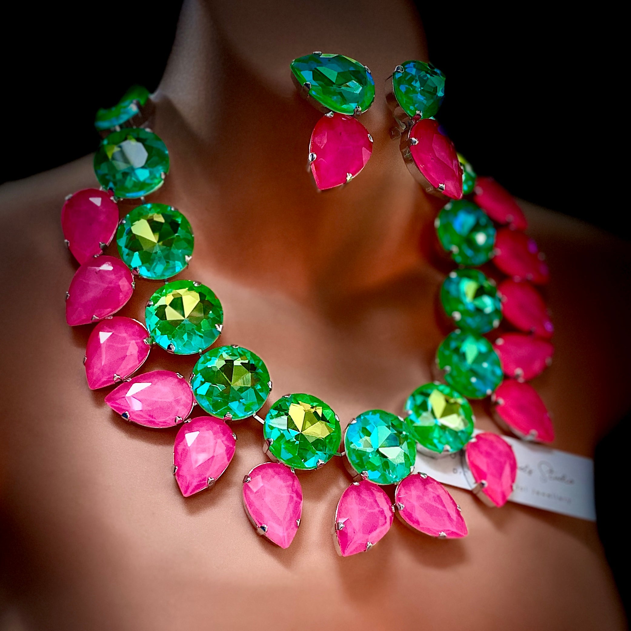 Flamingo Palm Neon Statement Necklace Set