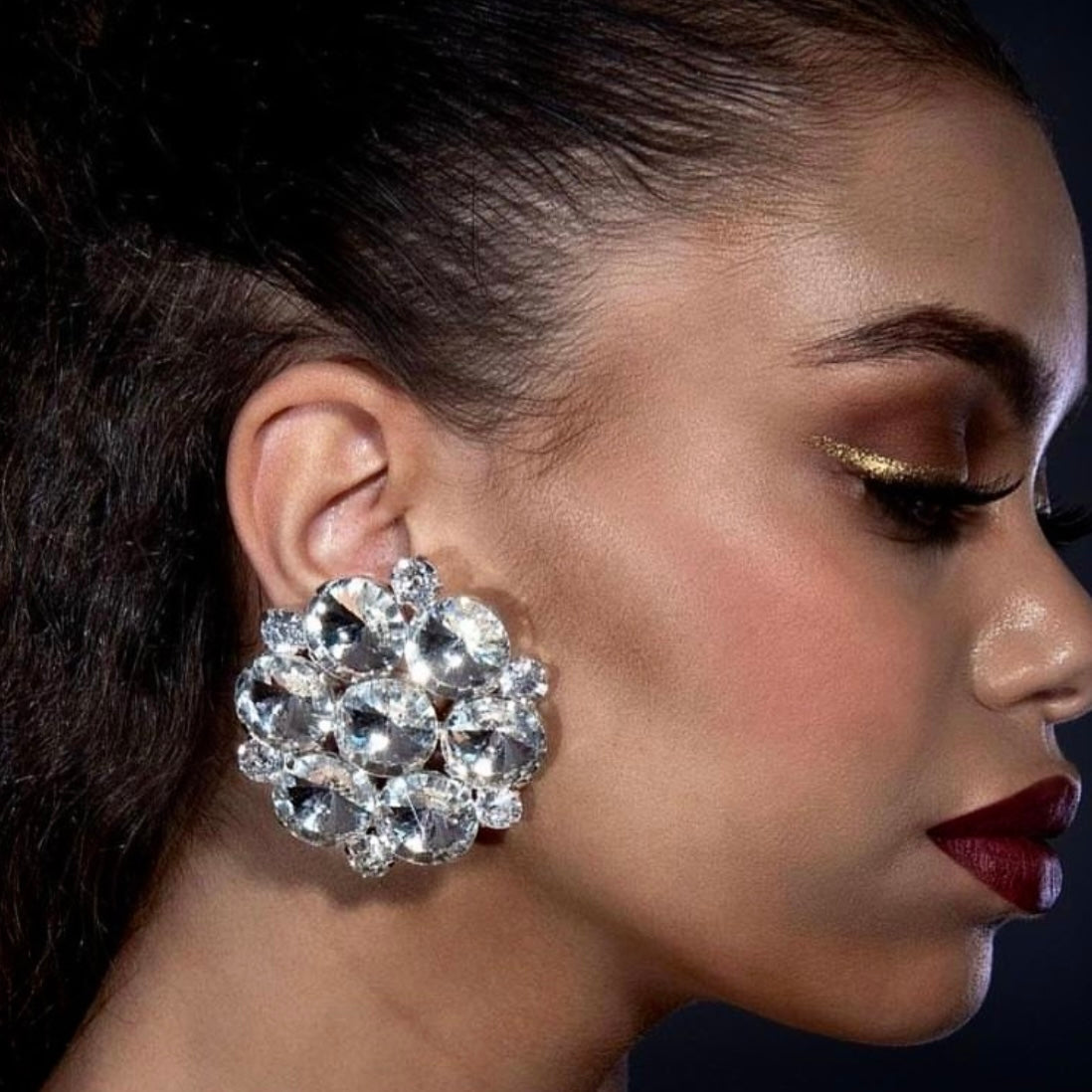 Oversized Austrian Crystal Cluster Earrings