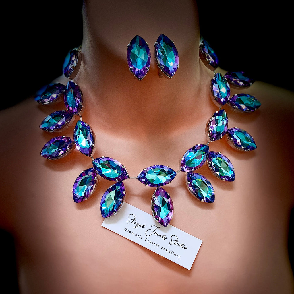 Twilight crystal statement collar necklace set