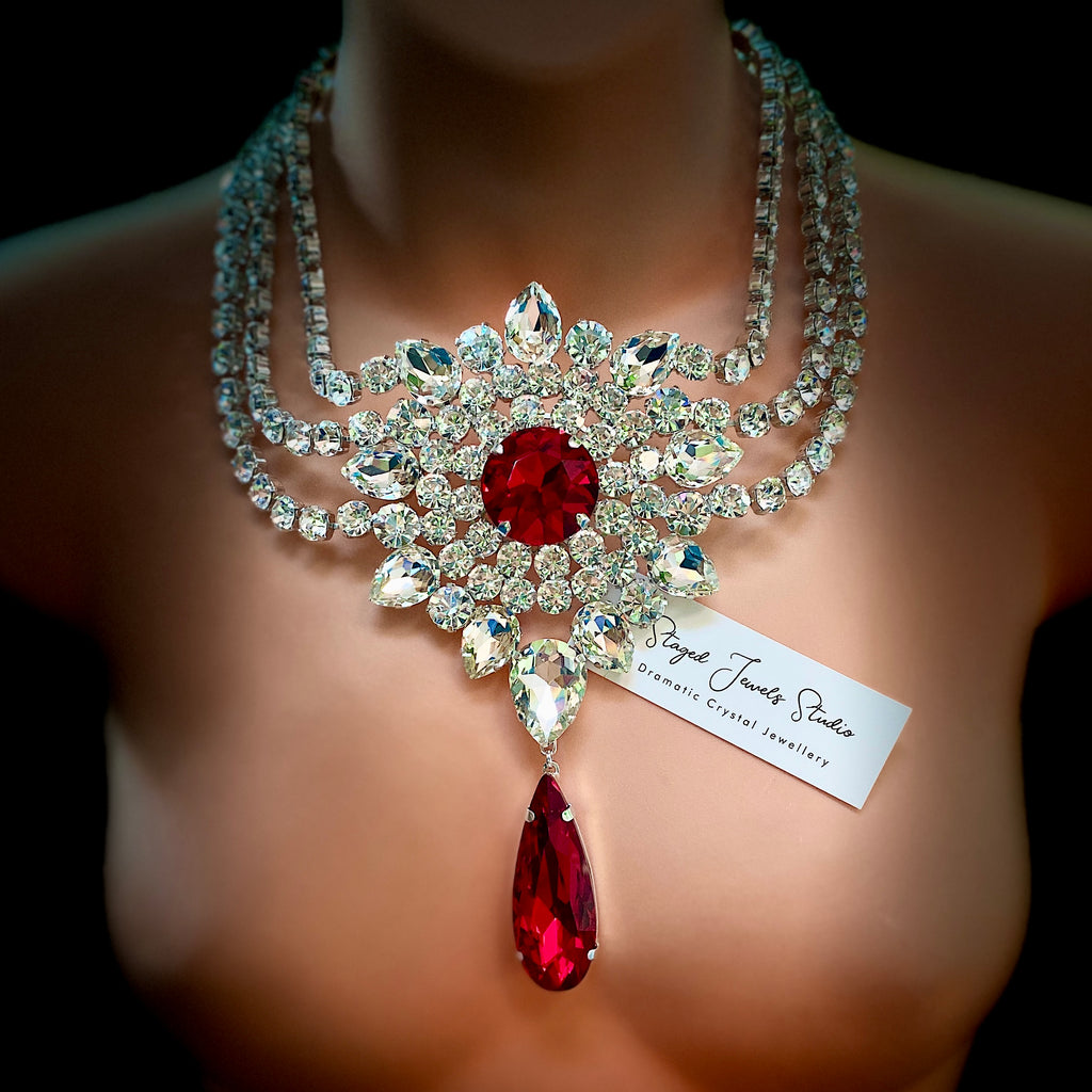 Rosetta Ruby Red Faux Diamond Necklace