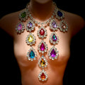 Mardi Gras Rainbow Crystal Teardrop Necklace