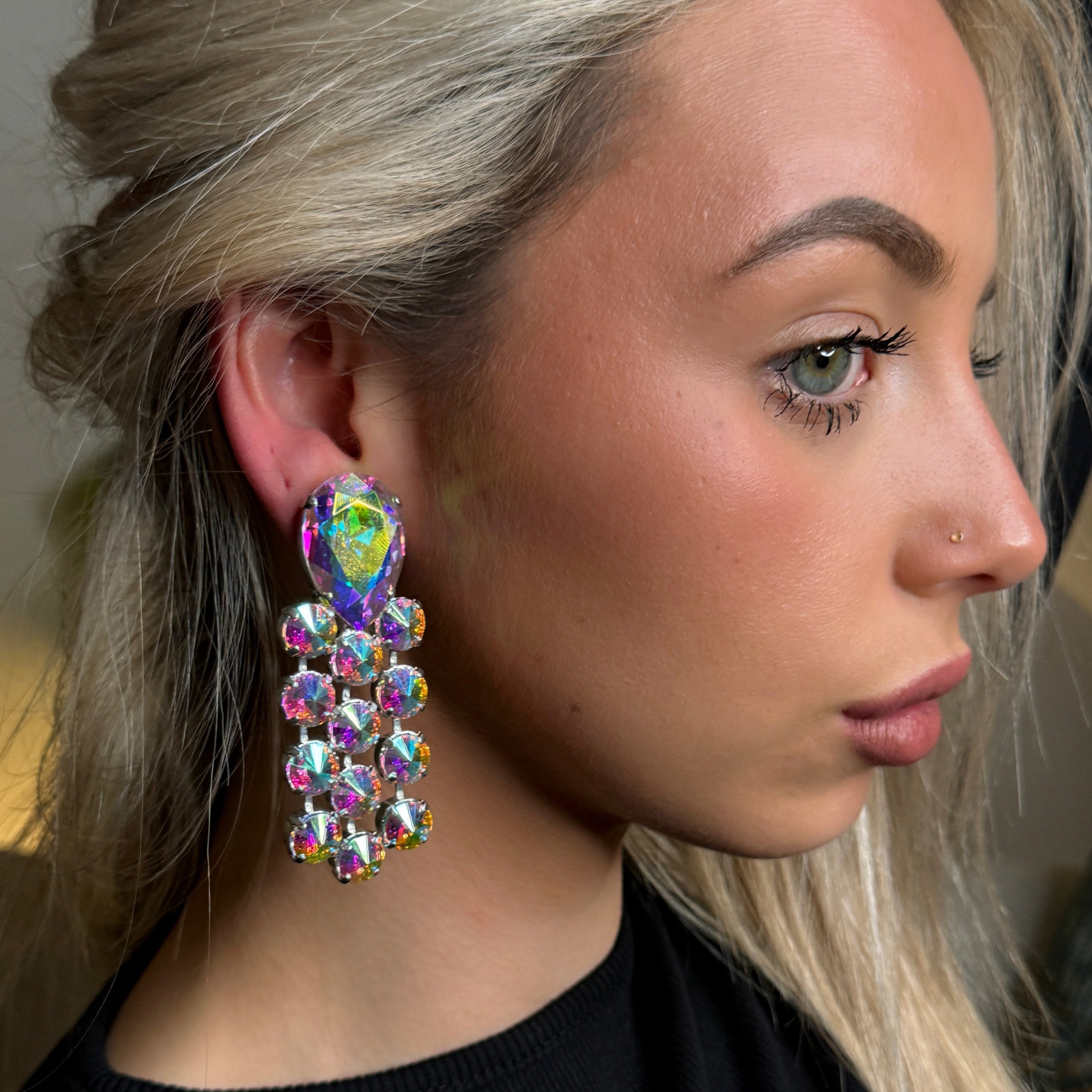 Aurora Rainbow Droplets Earrings With Austrian Crystal