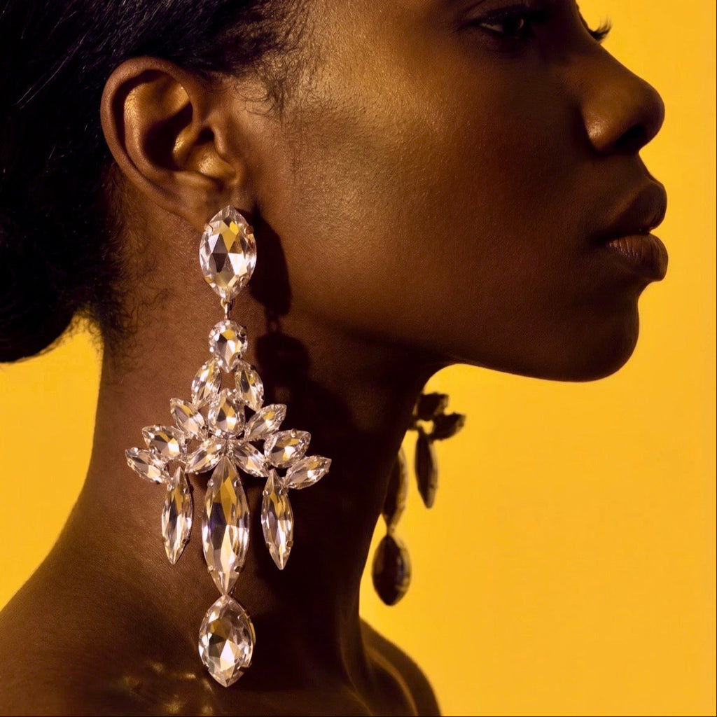Dramatic Glamorous Austrian Crystal Dress Earrings
