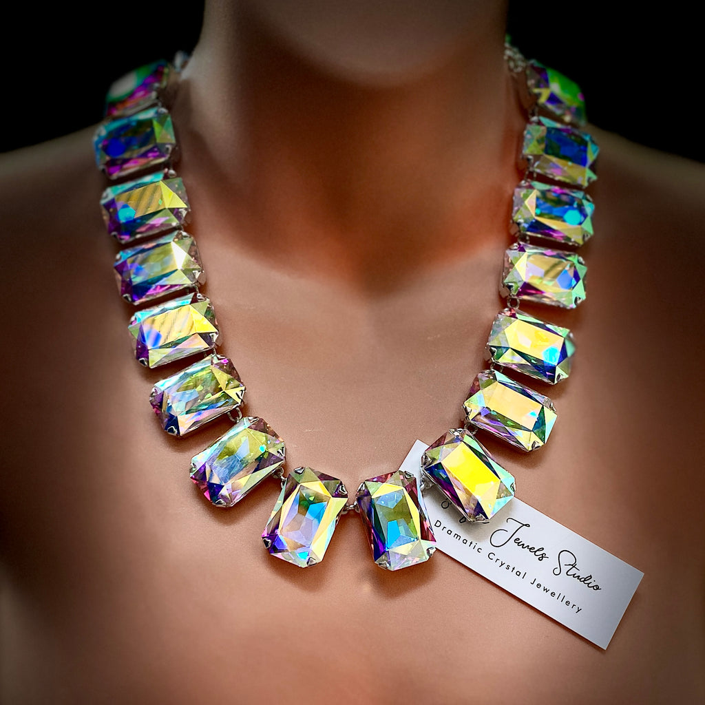 Vegas Nights Plunging Crystal Necklace