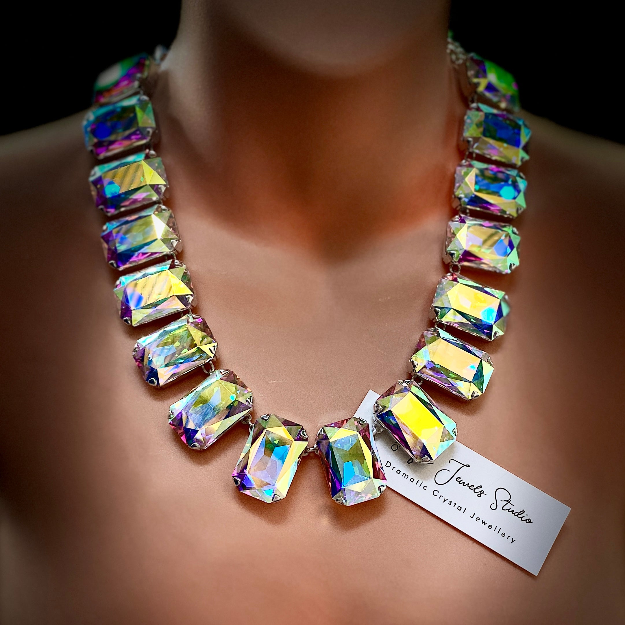 Vegas Nights Plunging Crystal Necklace