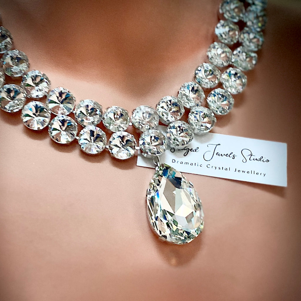 Infinity Crystal Tear Pendant Necklace