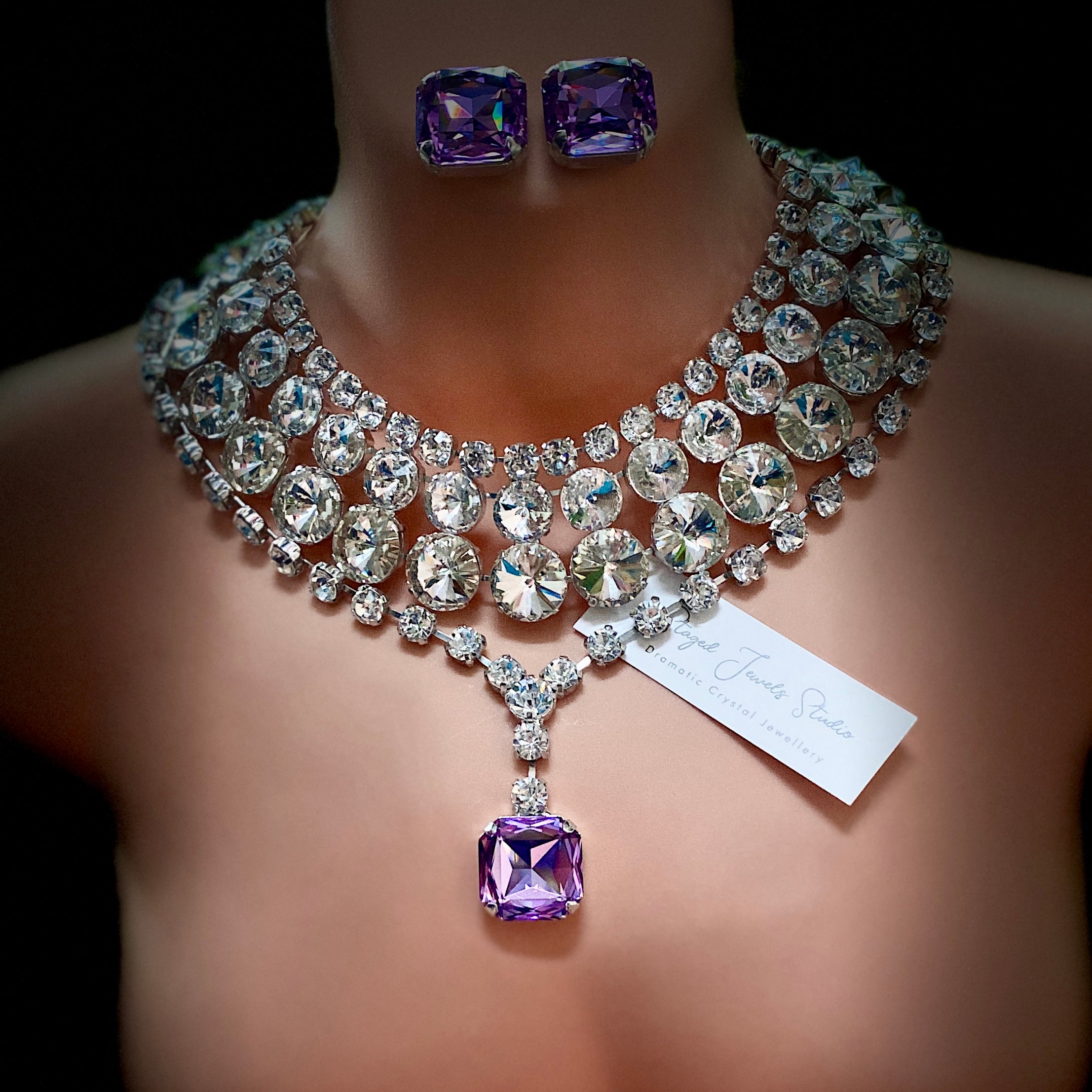 Dutchess Lavender Crystal Necklace Set