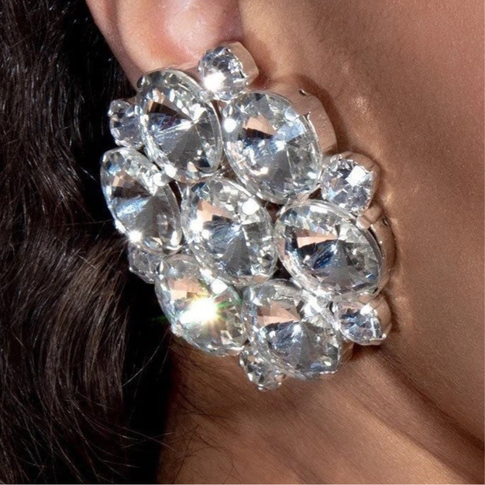 Oversized Austrian Crystal Cluster Earrings