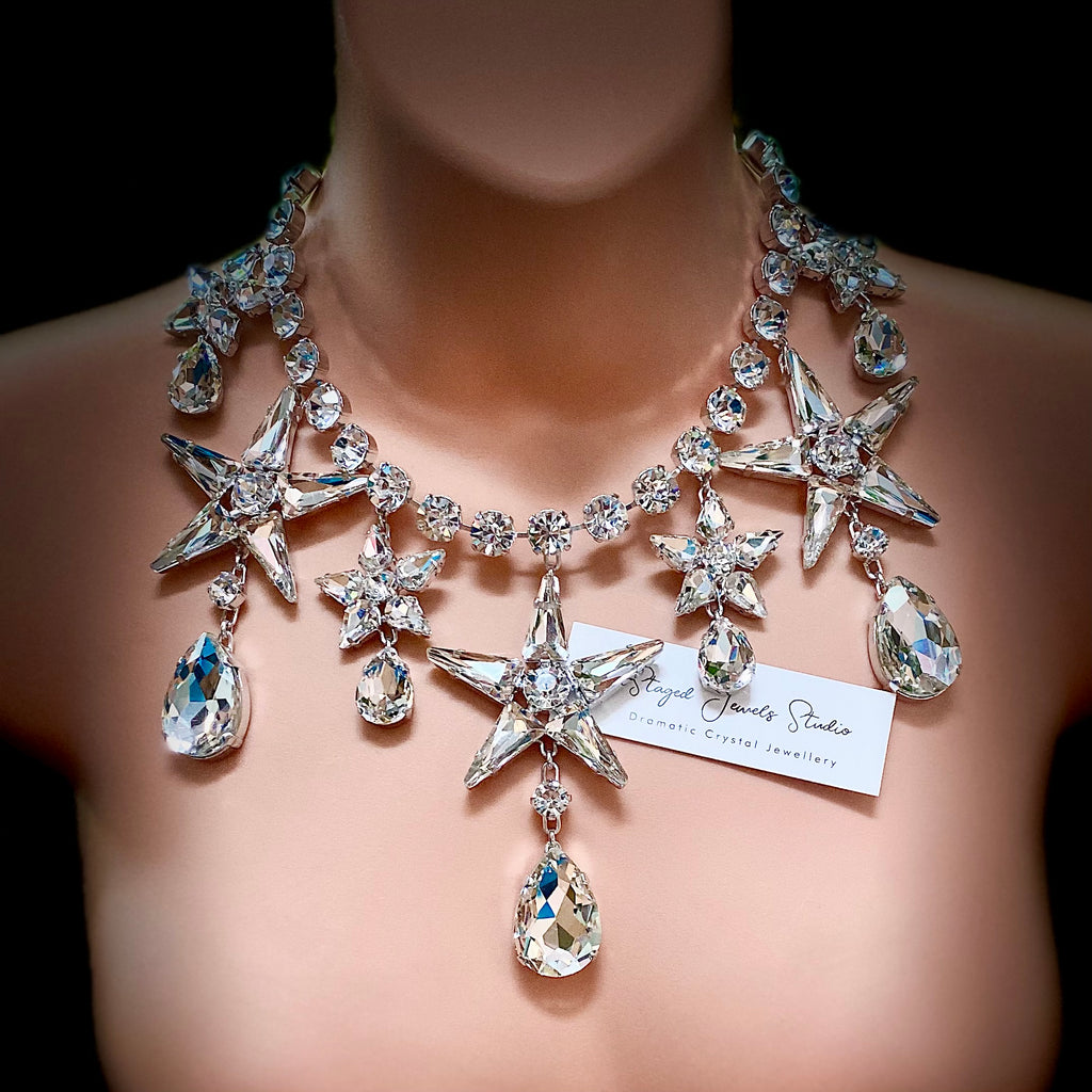 Cosmic Stars Faux Diamond Crystal Necklace