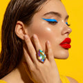 Northern Lights Statement Marquis Dress Ring With Austrian Crystal