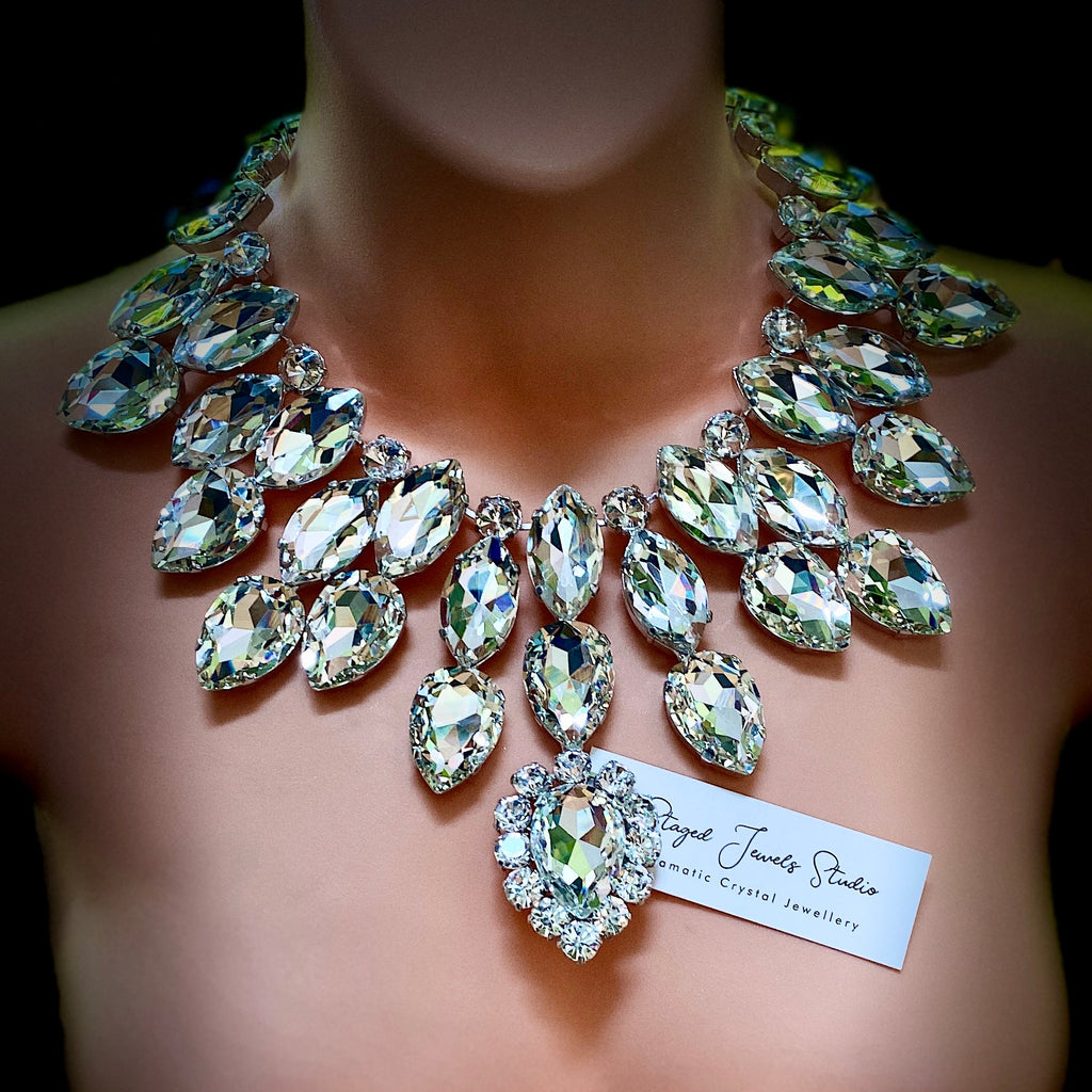 Dramatic Austrian crystal bib necklace