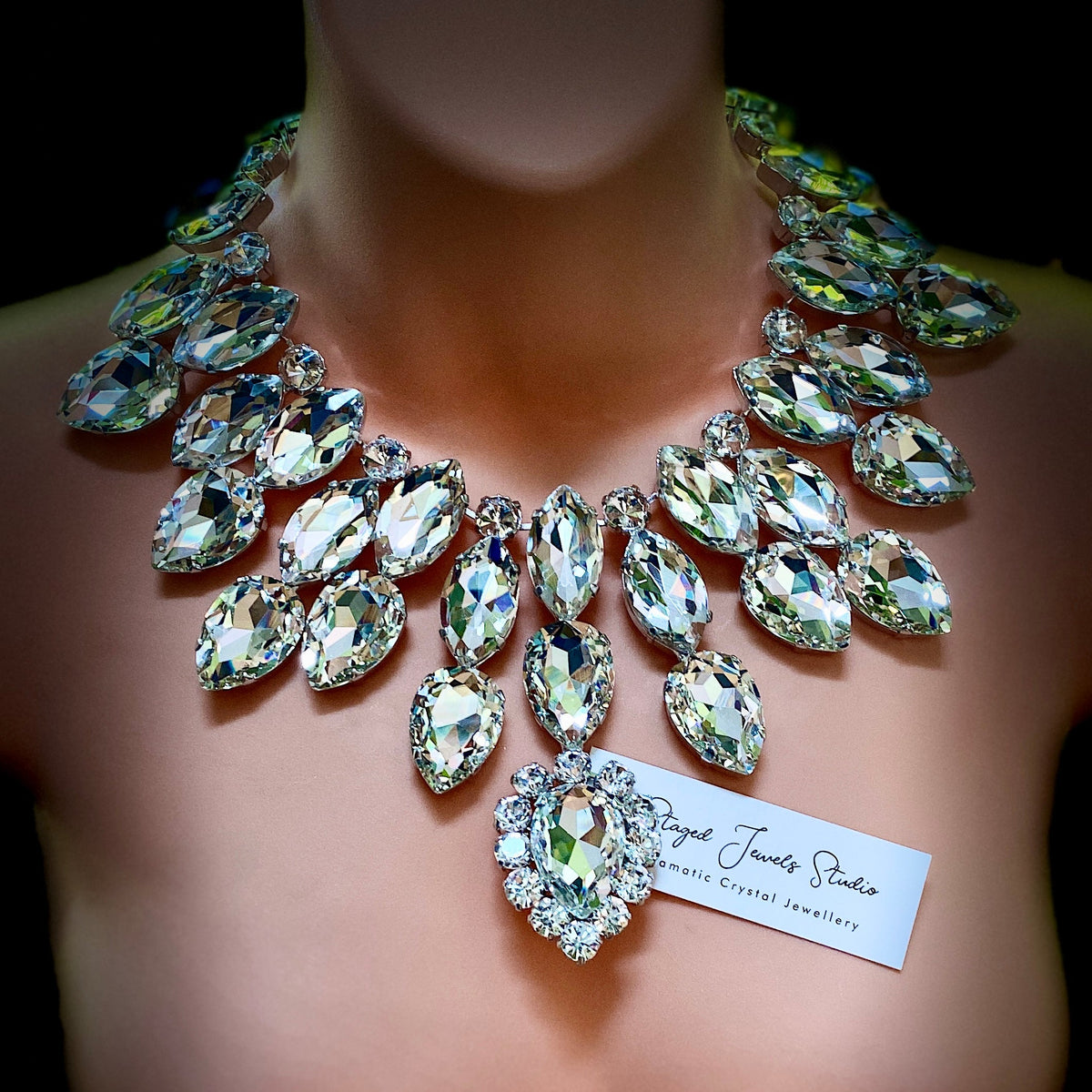 Dramatic Austrian crystal bib necklace