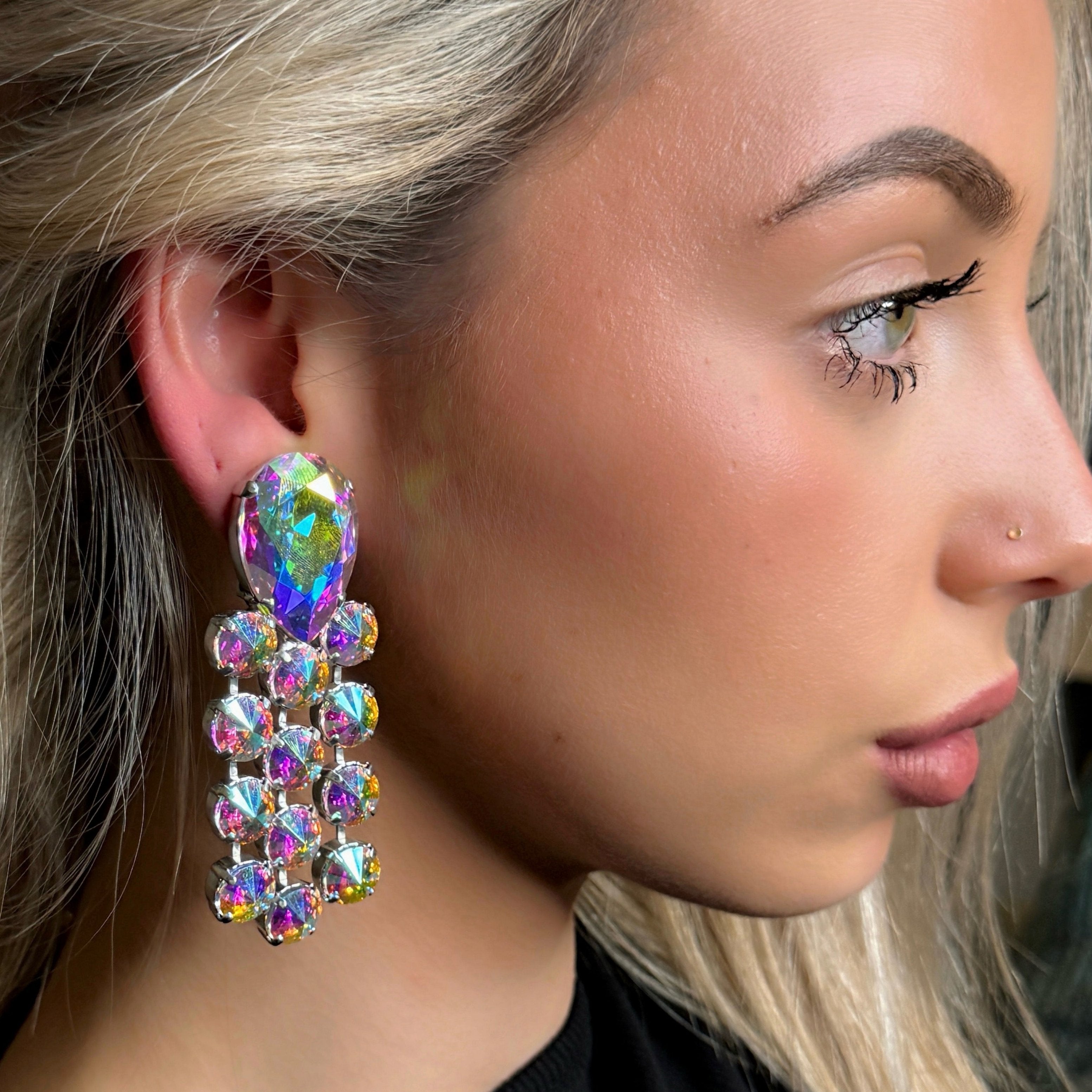 Aurora Rainbow Droplets Earrings With Austrian Crystal