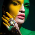 Giant Aurora Austrian Crystal Statement Ring With Adjustable Band