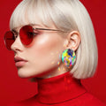 Large Rainbow Teardrop Earrings