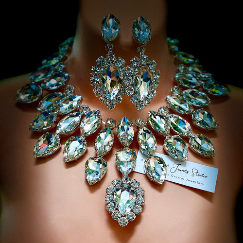Bejewelled Crystal Necklace Set With Earrings