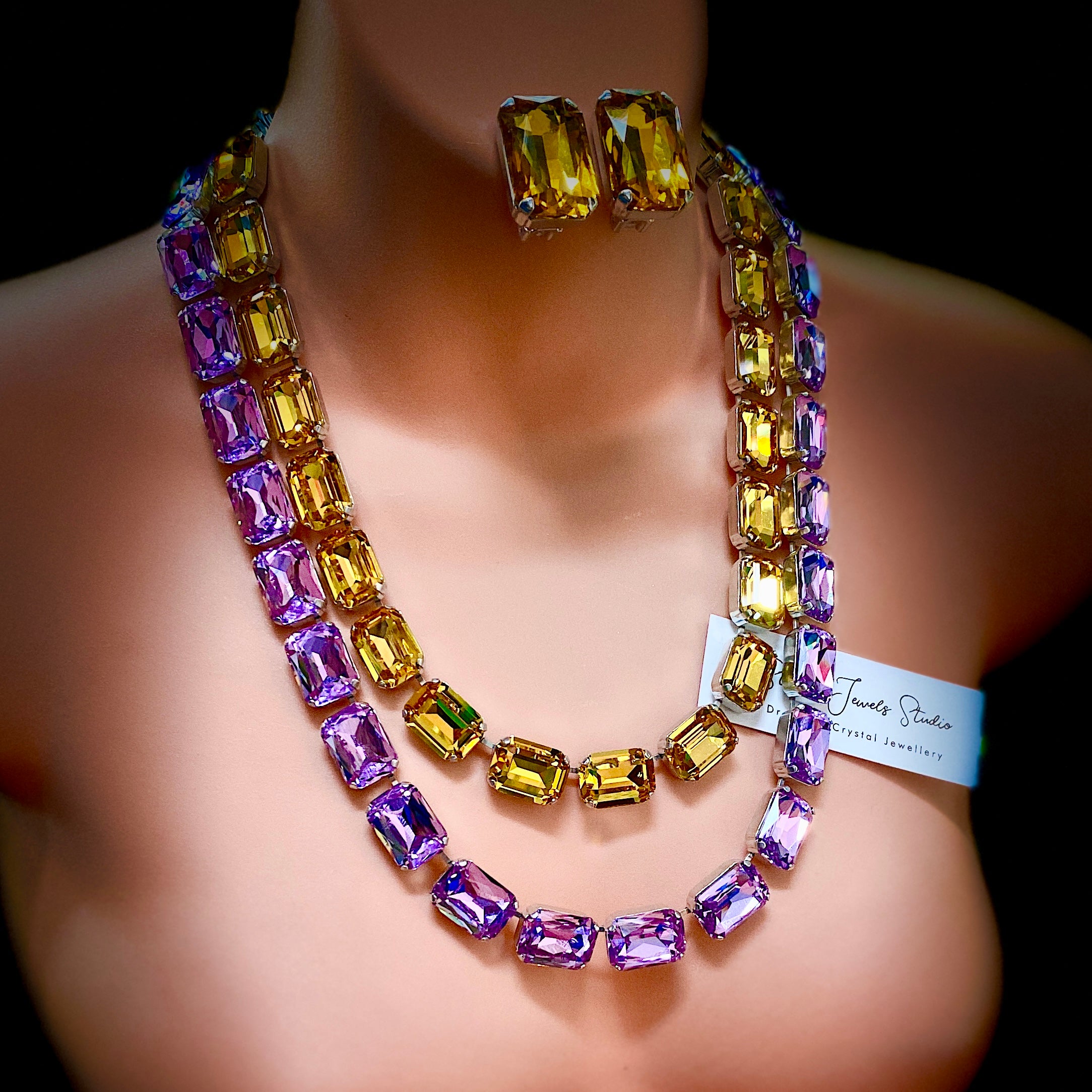 Golden Lilac Plunging Lanyard Necklace Set