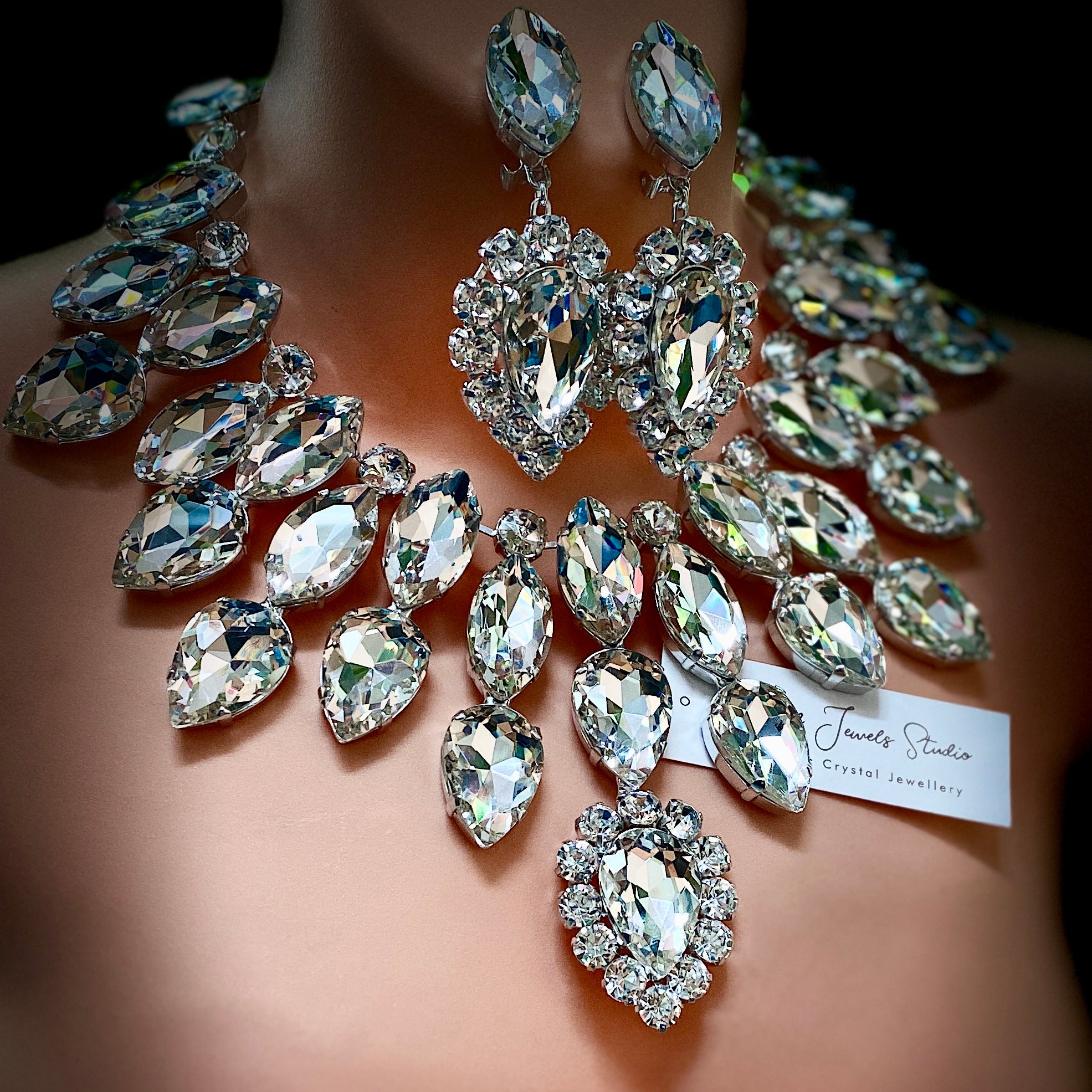 Bejewelled Crystal Necklace Set With Earrings