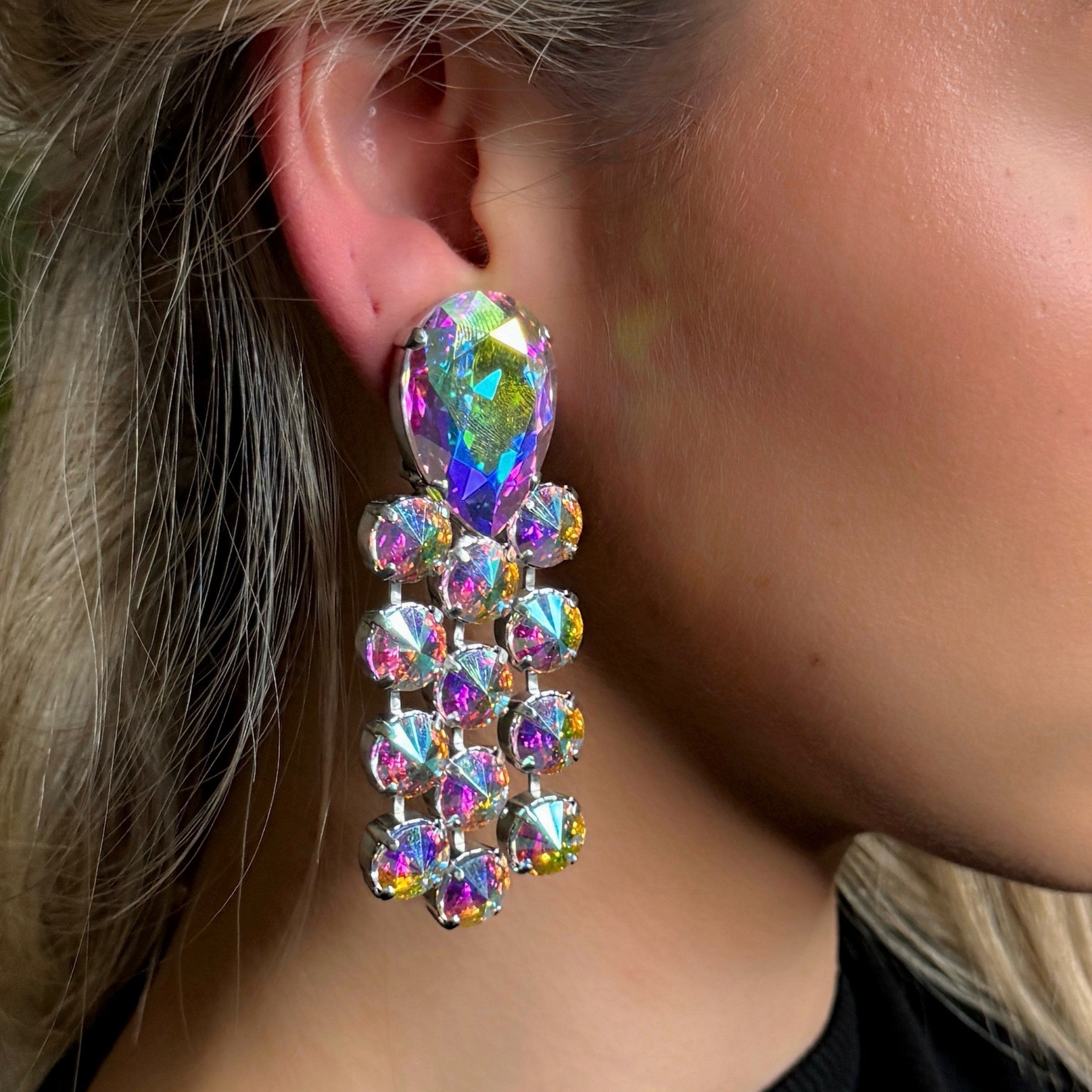 Aurora Rainbow Droplets Earrings With Austrian Crystal