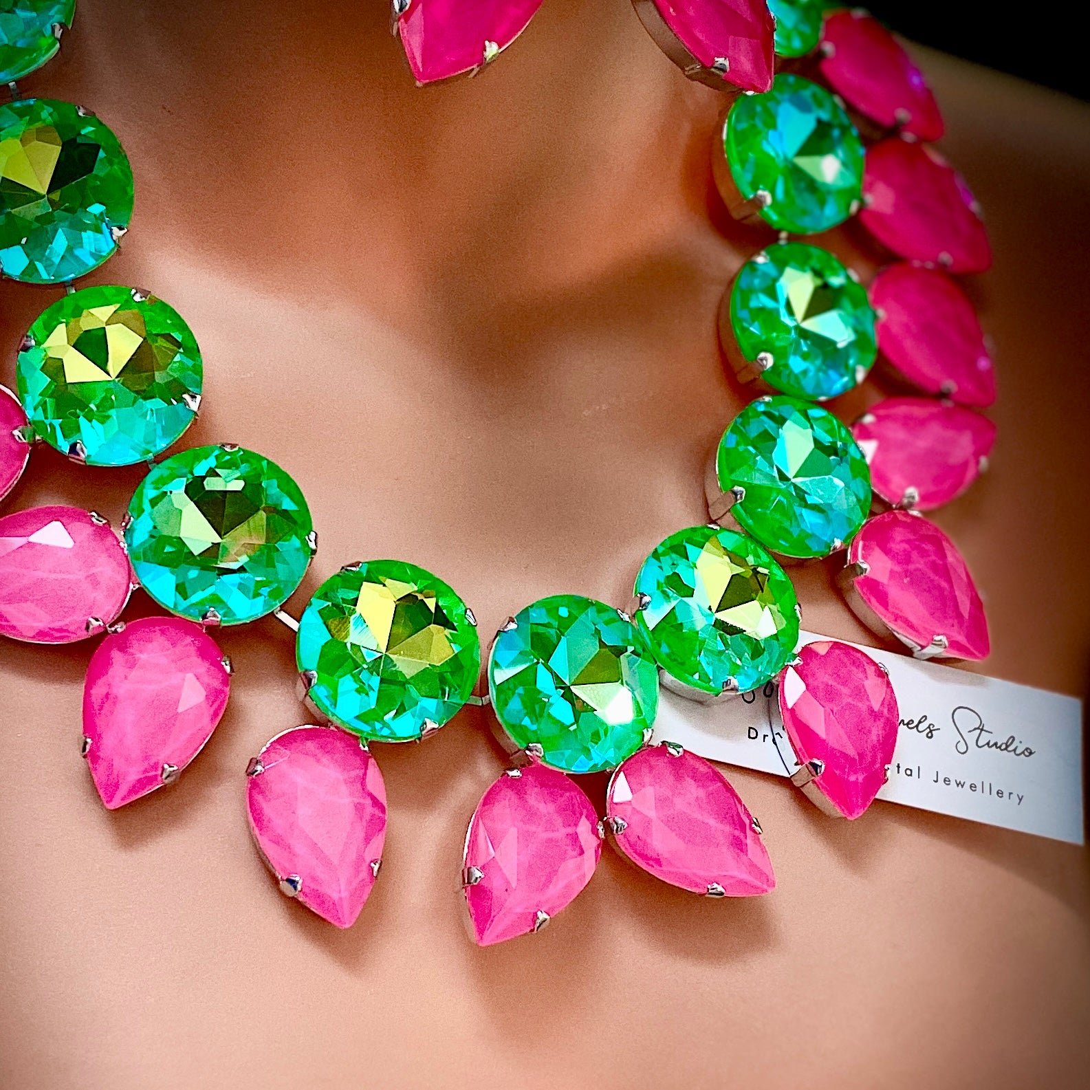 Flamingo Palm Neon Statement Necklace Set