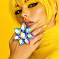 Aurora Pride Crystal Dress Ring With Adjustable Band