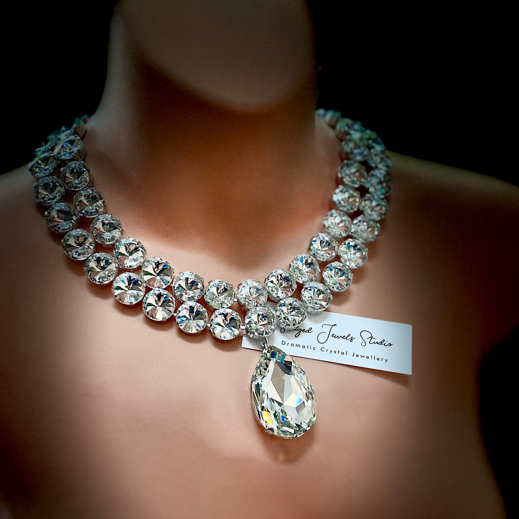 Infinity Crystal Tear Pendant Necklace