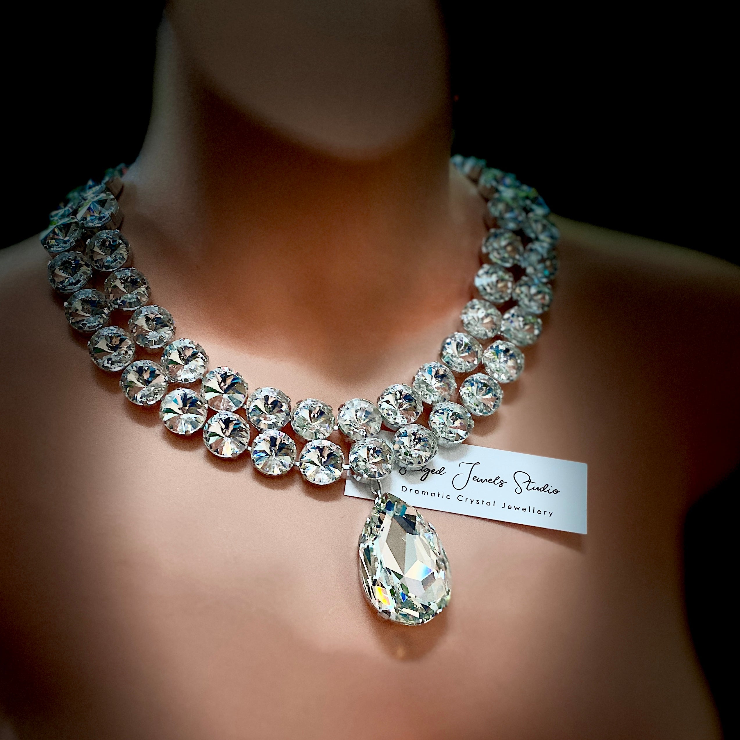Infinity Crystal Tear Pendant Necklace