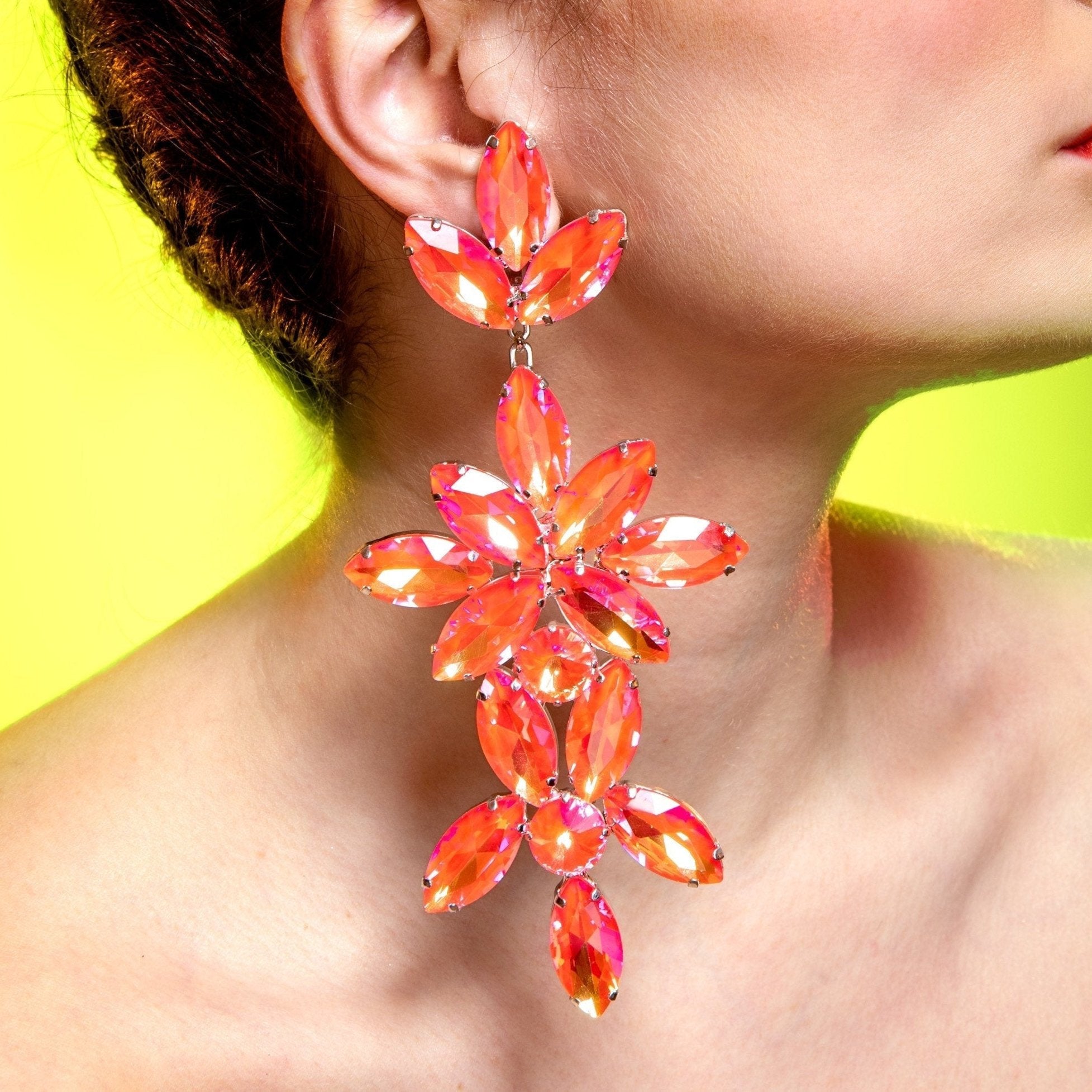 Golden Orange Austrian Crystal Showstopper Earrings