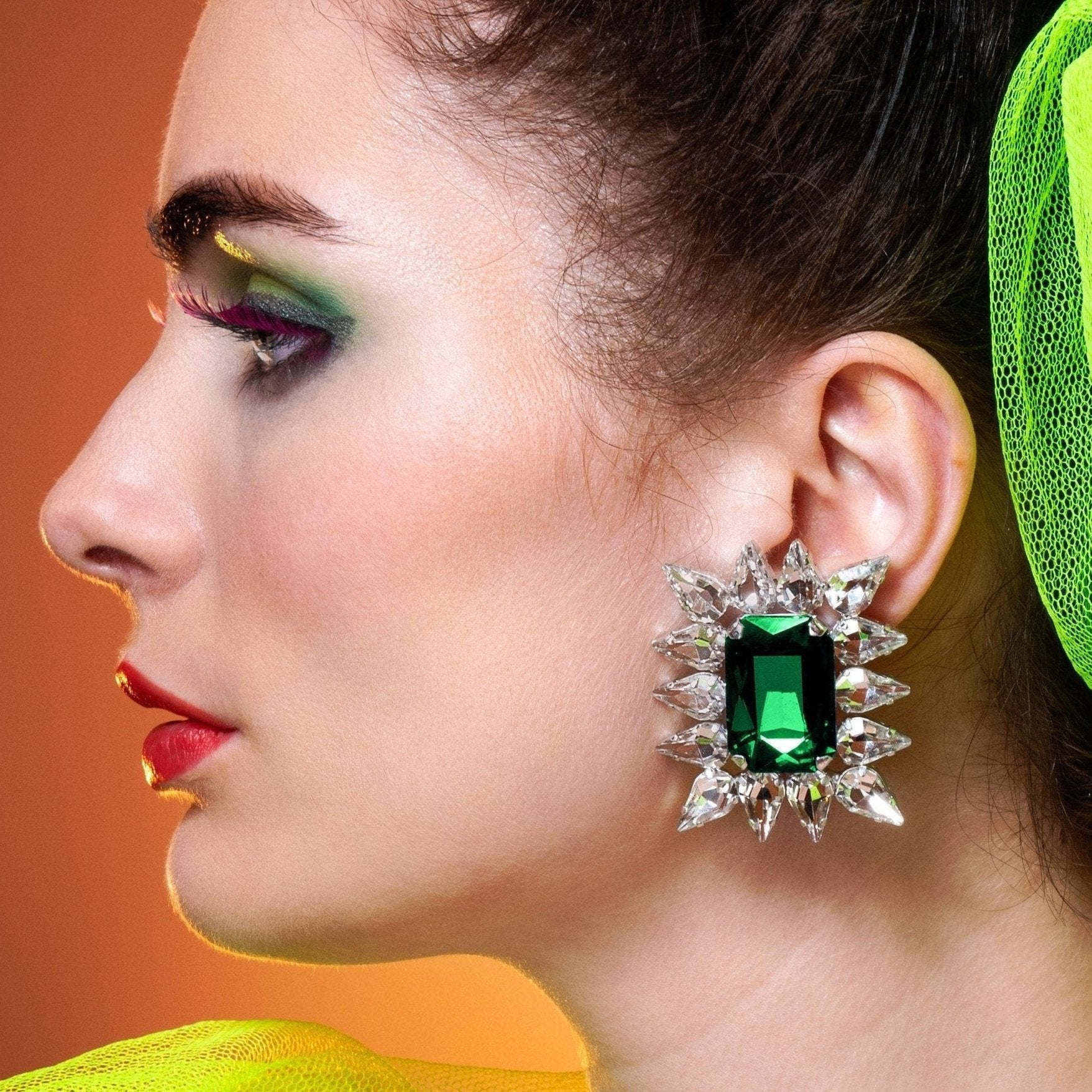 Emerald Green Fancy Austrian Crystal Earrings