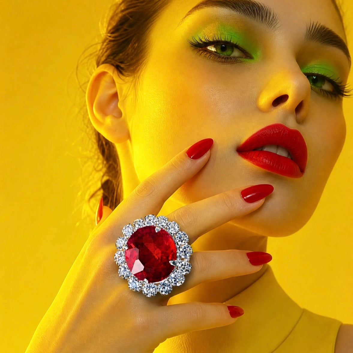 Oversized Red Statement Dress Ring